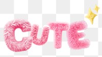 Cute word sticker png element, editable  fluffy pink font design