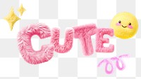 Cute word sticker png element, editable  fluffy pink font design