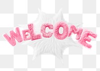 Welcome word sticker png element, editable  fluffy pink font design