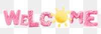 Welcome word sticker png element, editable  fluffy pink font design