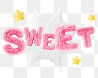 Sweet word sticker png element, editable  fluffy pink font design