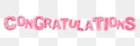 Congratulations word sticker png element, editable  fluffy pink font design