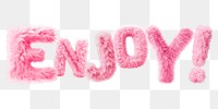 Enjoy word sticker png element, editable  fluffy pink font design