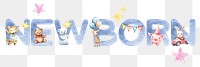 Newborn word sticker png element, editable  blue watercolor design