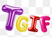 Tgif word sticker png element, editable  balloon party offset font design