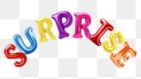 Surprise word sticker png element, editable  balloon party offset font design
