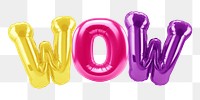 Wow word sticker png element, editable  balloon party offset font design