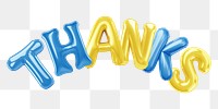 Thanks word sticker png element, editable  balloon party offset font design