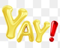 Yay word sticker png element, editable  balloon party offset font design