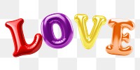 Love word sticker png element, editable  balloon party offset font design