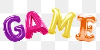 Game word sticker png element, editable  balloon party offset font design