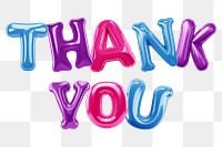 Thank you word sticker png element, editable  balloon party offset font design