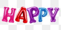 Happy word sticker png element, editable  balloon party offset font design