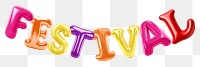Festival word sticker png element, editable  balloon party offset font design
