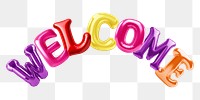 Welcome word sticker png element, editable  balloon party offset font design