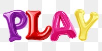 Play word sticker png element, editable  balloon party offset font design
