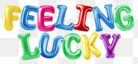 Feeling lucky word sticker png element, editable  balloon party offset font design