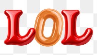 Lol word sticker png element, editable  balloon party offset font design