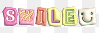 Smile word sticker png element, editable puffy magazine font design
