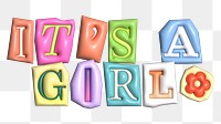 It's a girl word sticker png element, editable puffy magazine font design