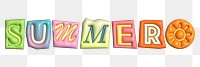 Summer word sticker png element, editable puffy magazine font design