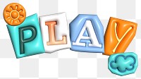 Play word sticker png element, editable puffy magazine font design