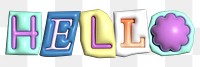 Hello word sticker png element, editable puffy magazine font design
