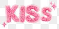 Kiss word sticker png element, editable  fluffy pink font design