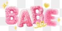 Babe word sticker png element, editable  fluffy pink font design