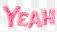 Yeah word sticker png element, editable  fluffy pink font design