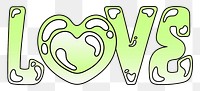Love word sticker png element, editable  green doodle design