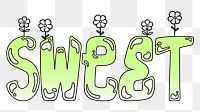 Sweet word sticker png element, editable  green doodle design