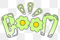 Boom word sticker png element, editable  green doodle design