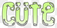 Cute word sticker png element, editable  green doodle design