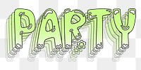 Party word sticker png element, editable  green doodle design
