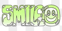 Smile word sticker png element, editable  green doodle design