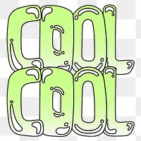 Cool word sticker png element, editable  green doodle design
