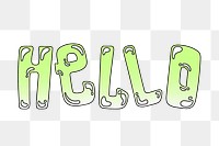 Hello word sticker png element, editable  green doodle design