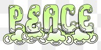 Peace word sticker png element, editable  green doodle design
