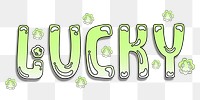 Lucky word sticker png element, editable  green doodle design