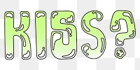 Kiss word sticker png element, editable  green doodle design