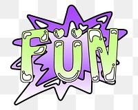 Fun word sticker png element, editable  green doodle design