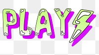 Play word sticker png element, editable  green doodle design