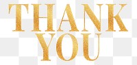 Thank you word png glitter gold font, transparent background