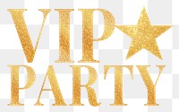 VIP party word png glitter gold font, transparent background