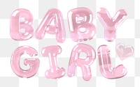 Baby girl word png clear bubbles offset font, transparent background