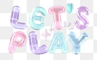 Let's play word png clear bubbles offset font, transparent background