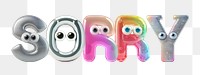 Sorry word png 3D monster font, transparent background