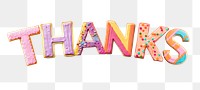 Thanks word png cookie frosting font, transparent background