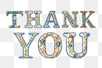 Thank you word png embroidery font, transparent background